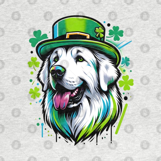 Kuvasz Dog Enjoys Saint Patrick's Day Festivities by ArtRUs